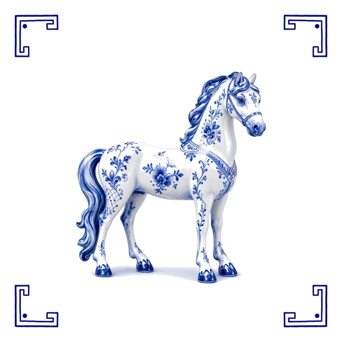 Horse – Delft blue tile