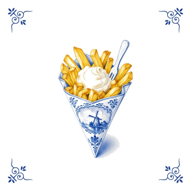 Fries with mayo, Delft blue tile
