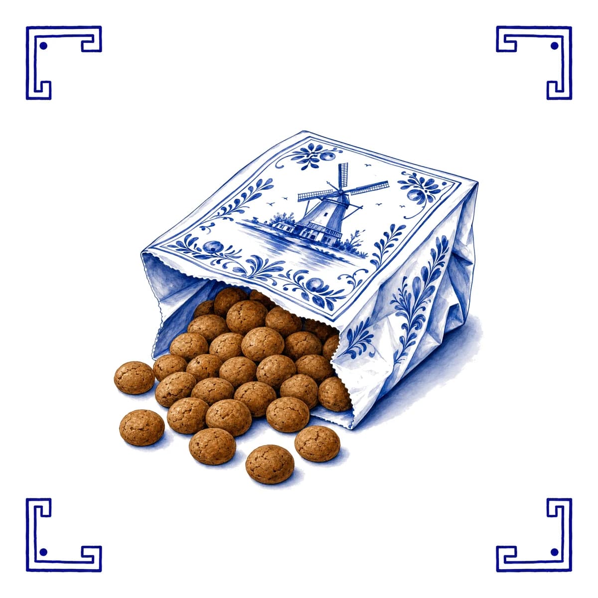 Bag of pepernoten – Delft blue tile