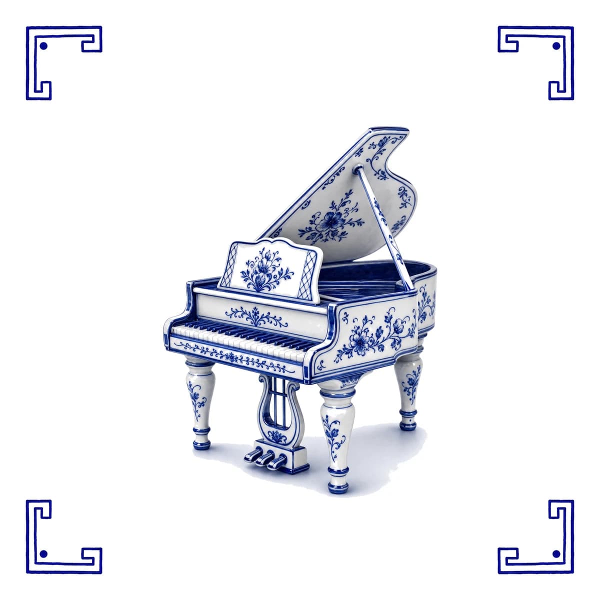 Grand piano – Delft blue tile