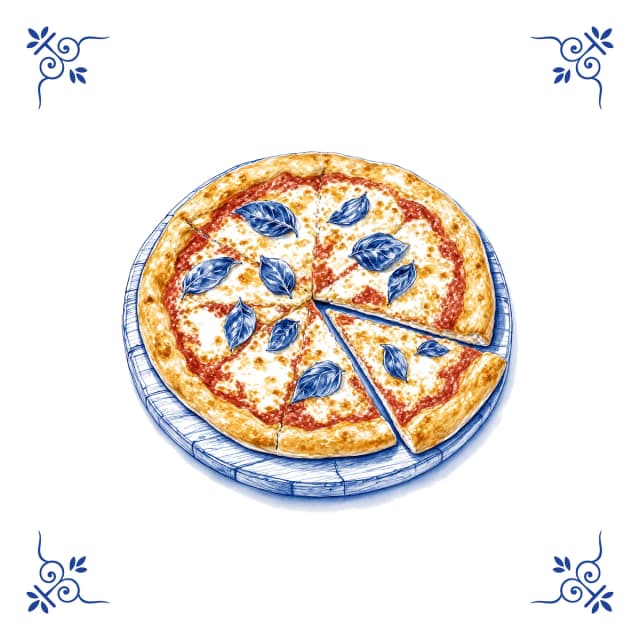 Pizza, Delft blue tile