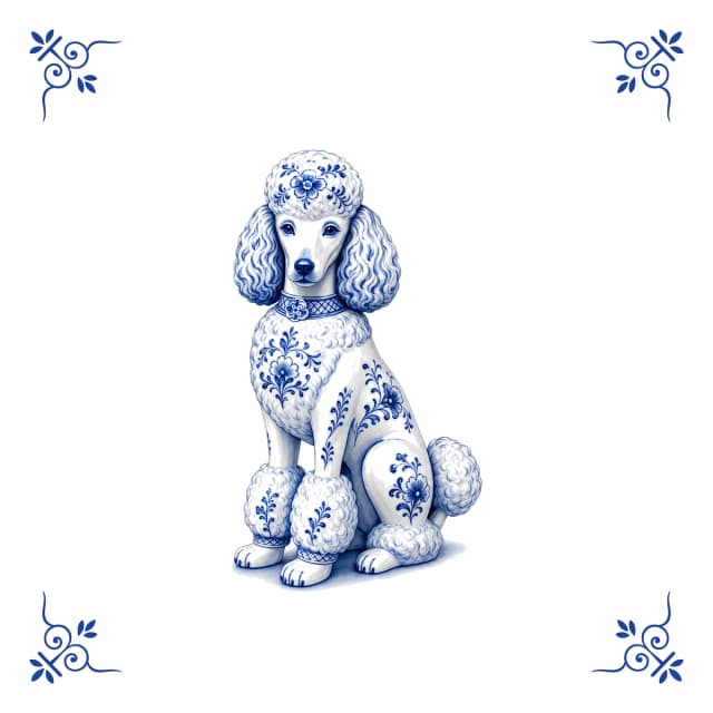 Poodle, Delft blue tile