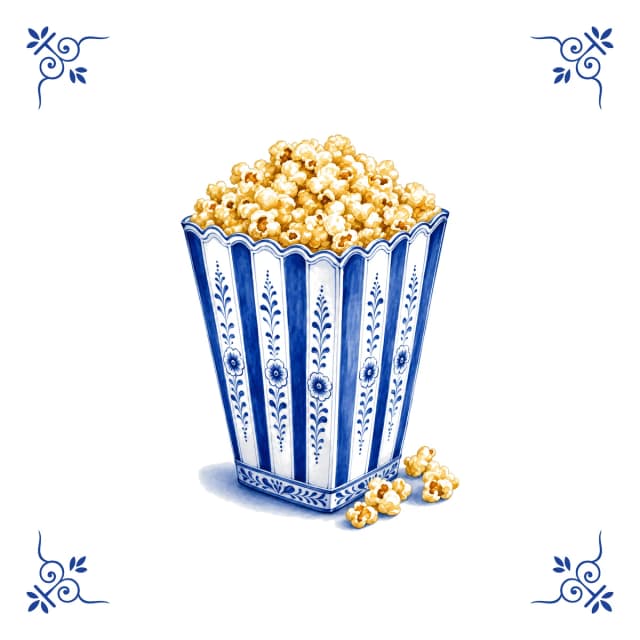 Popcorn, Delft blue tile