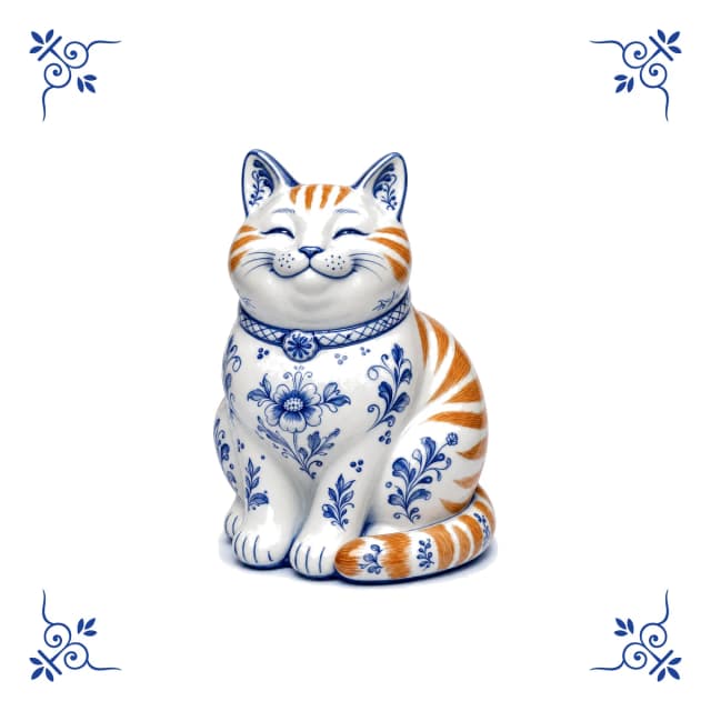 Ginger cat, Delft blue tile