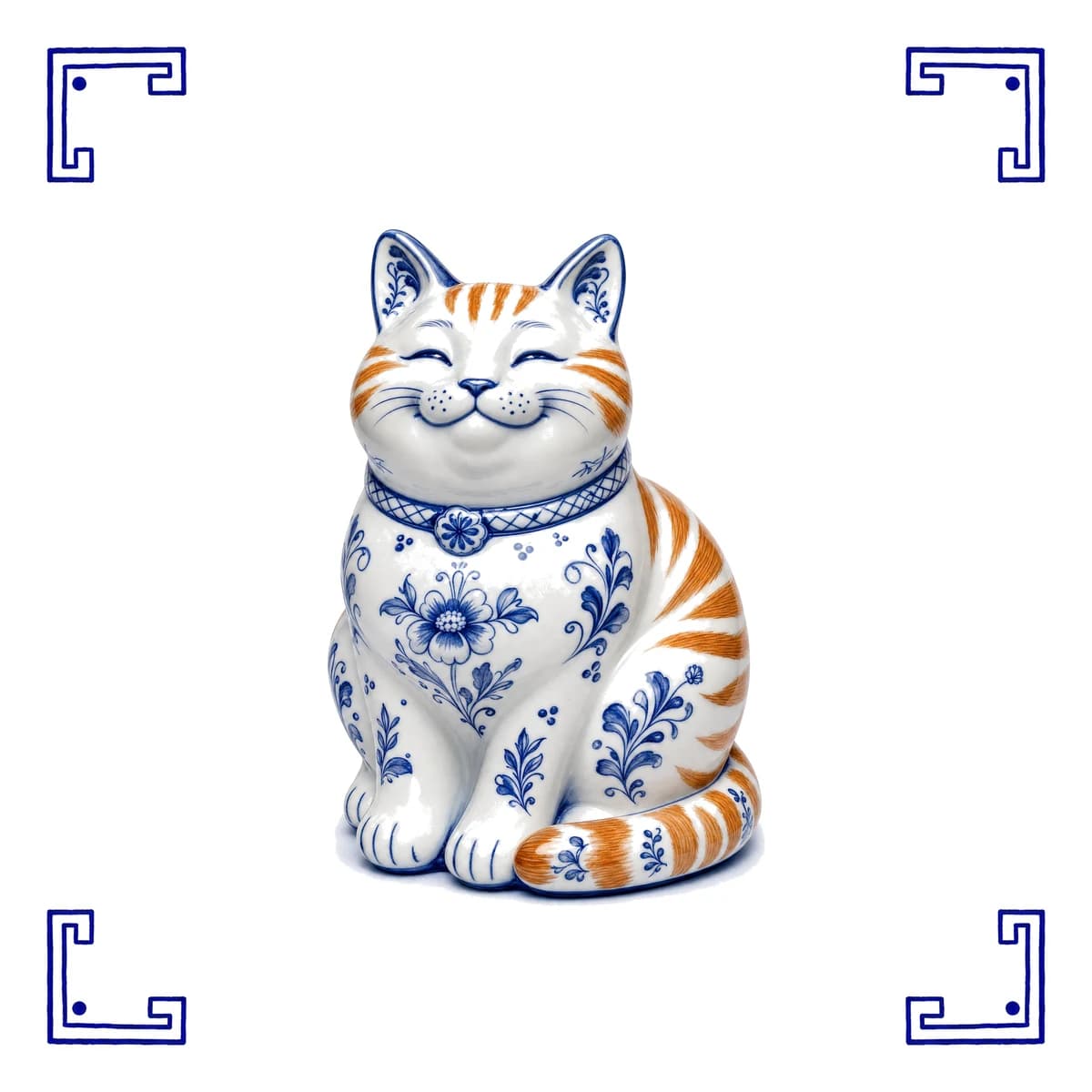 Ginger cat – Delft blue tile