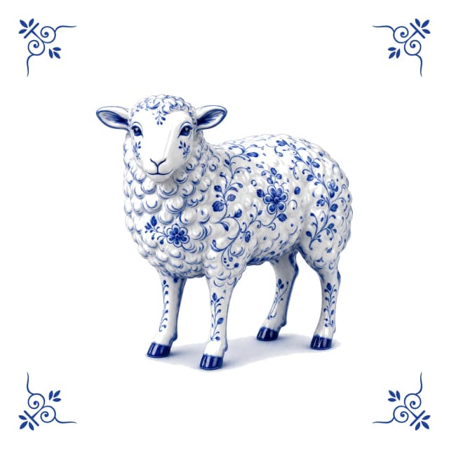 Sheep, Delft blue tile