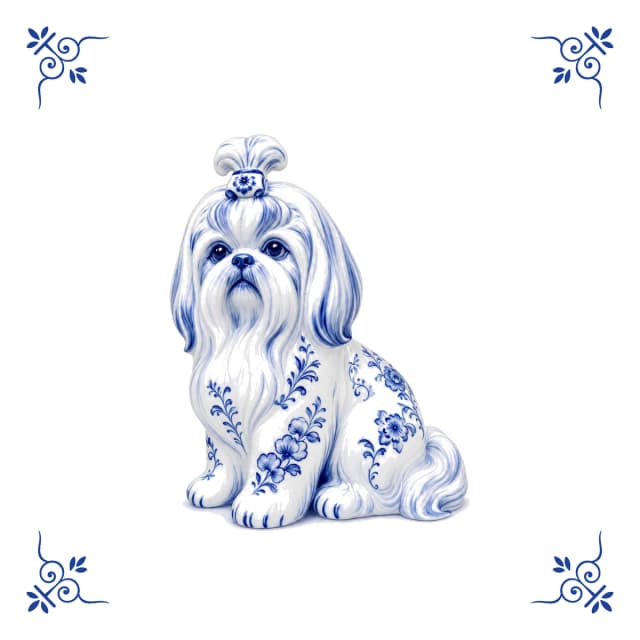Shih tzu, Delft blue tile