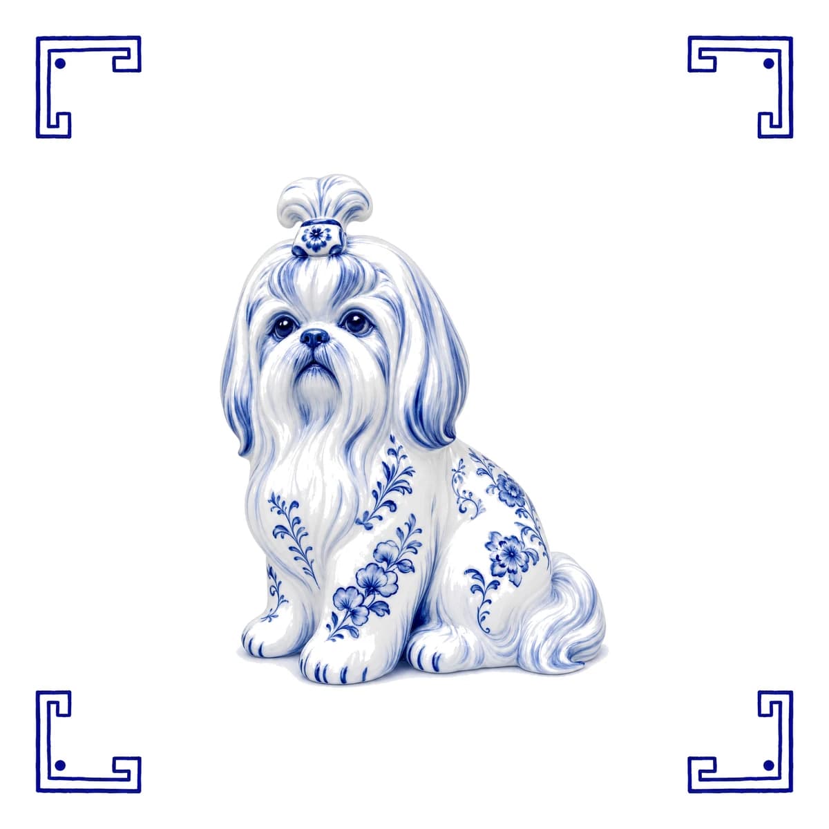 Shih tzu – Delft blue tile