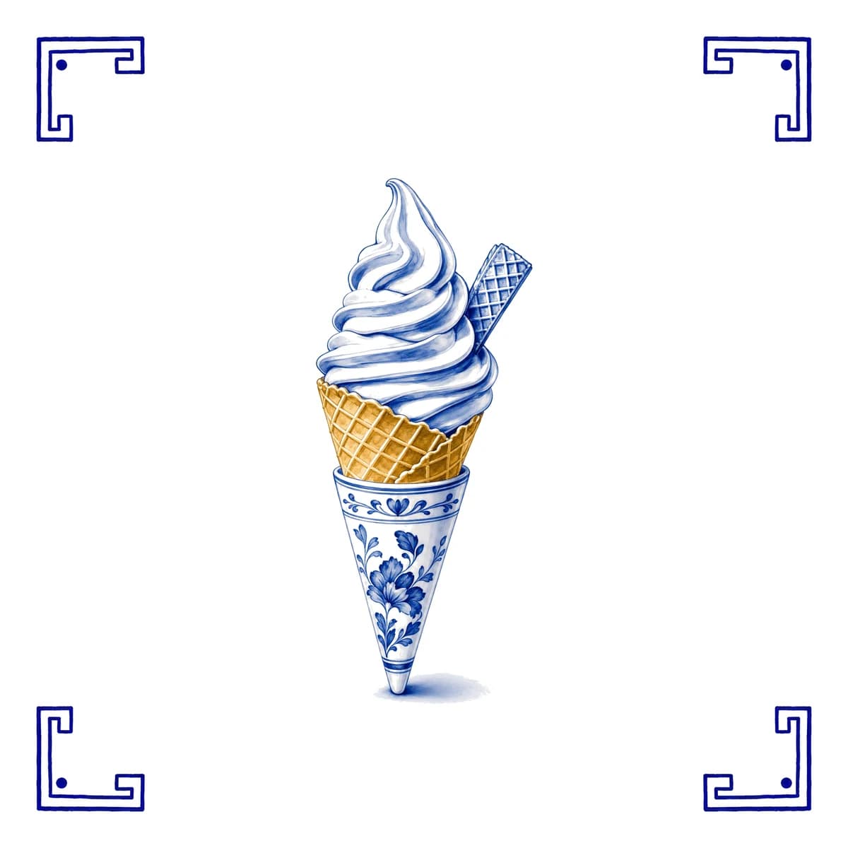 Soft-serve ice cream – Delft blue tile