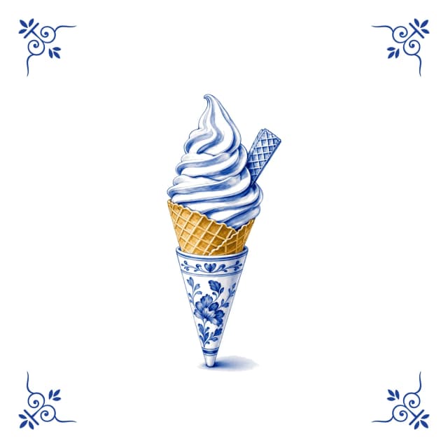 Soft-serve ice cream, Delft blue tile
