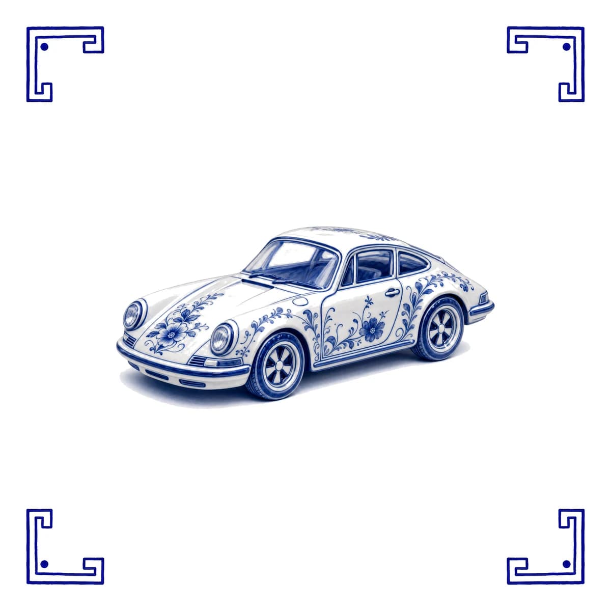 Classic sports car – Delft blue tile