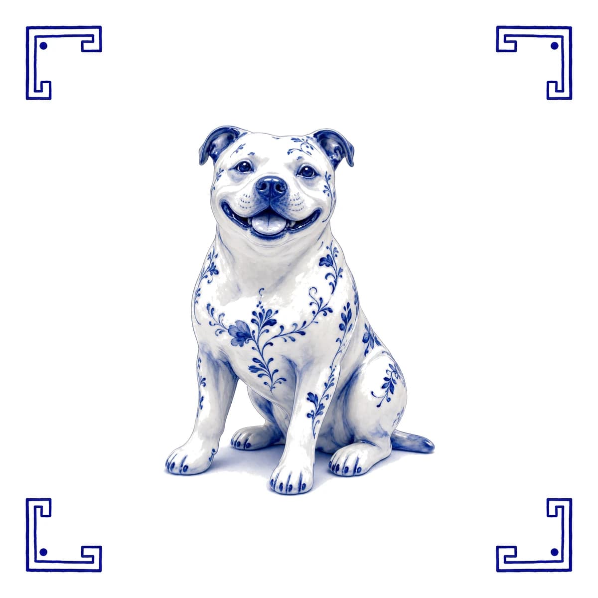 Staffordshire bull terrier – Delft blue tile