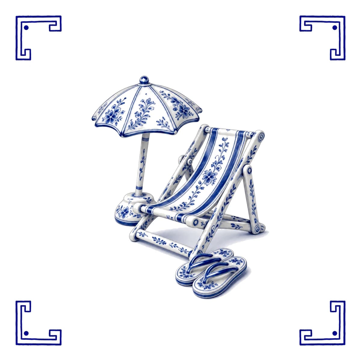 Beach chair – Delft blue tile