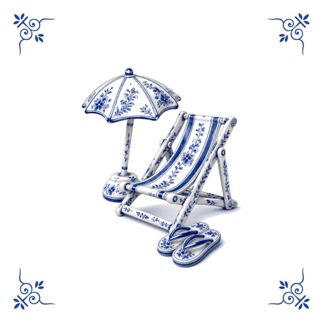 Beach chair, Delft blue tile