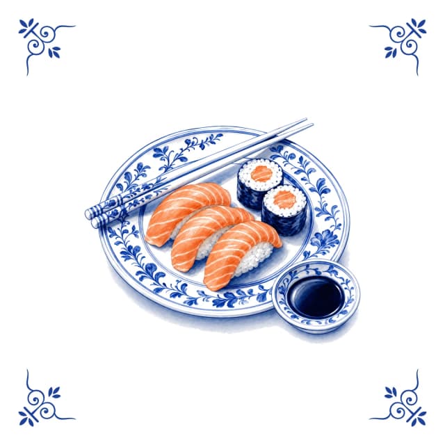 Sushi, Delft blue tile
