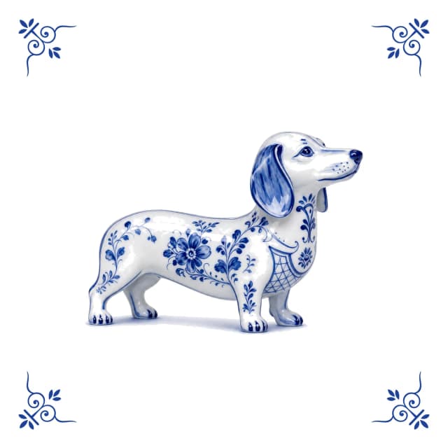 Dachshund, Delft blue tile