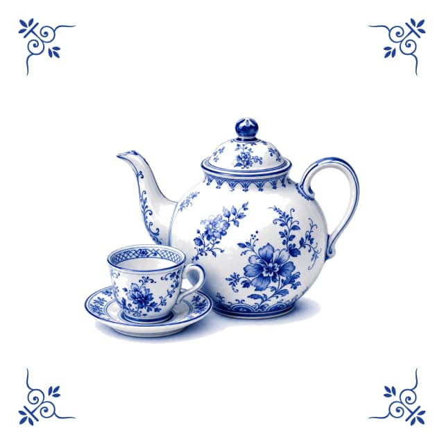 Teapot, Delft blue tile
