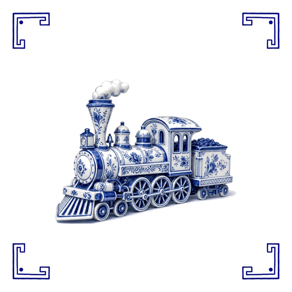 Steam train – Delft blue tile