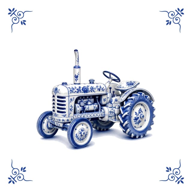Tractor, Delft blue tile
