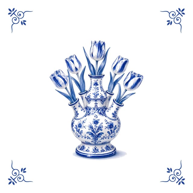 Tulip vase, Delft blue tile