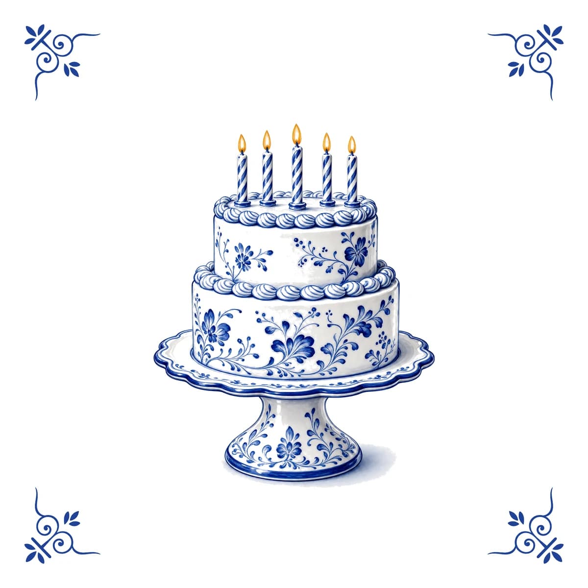 Birthday cake – Delft blue tile