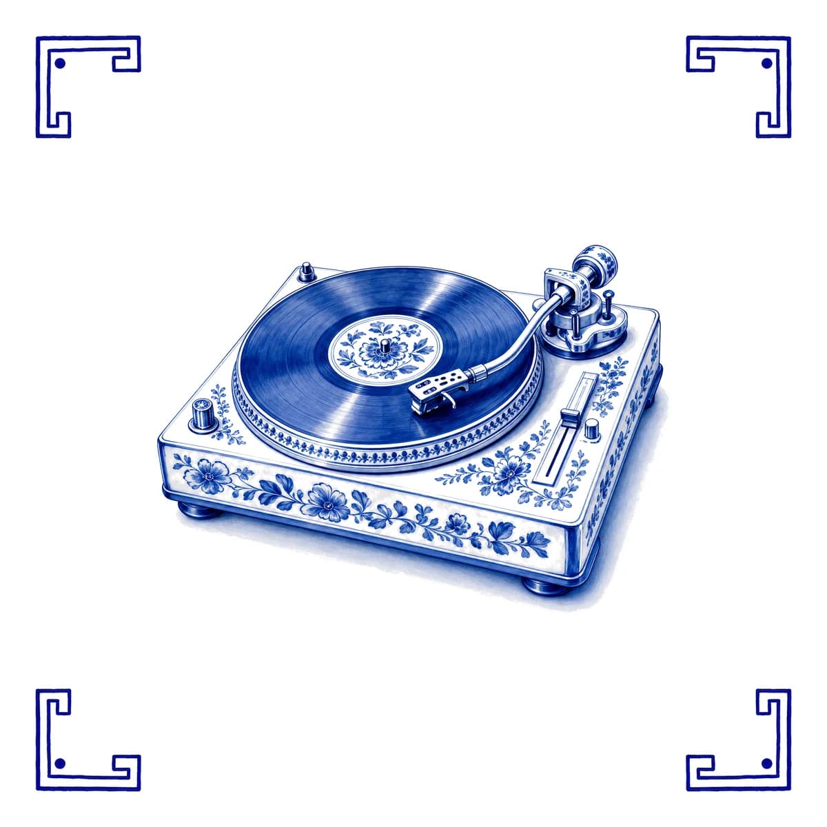 Record player – Delft blue tile