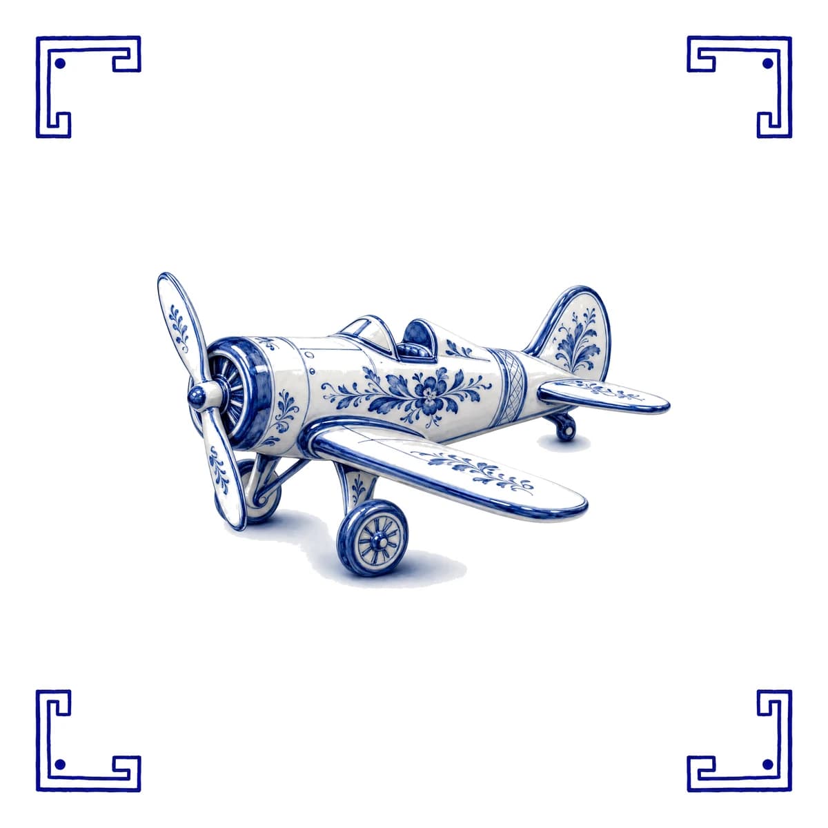 Propeller plane – Delft blue tile