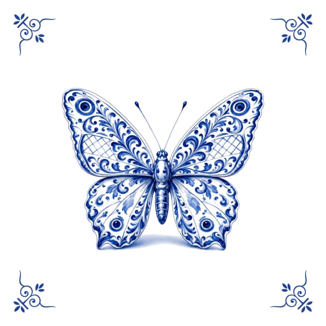 Butterfly, Delft blue tile