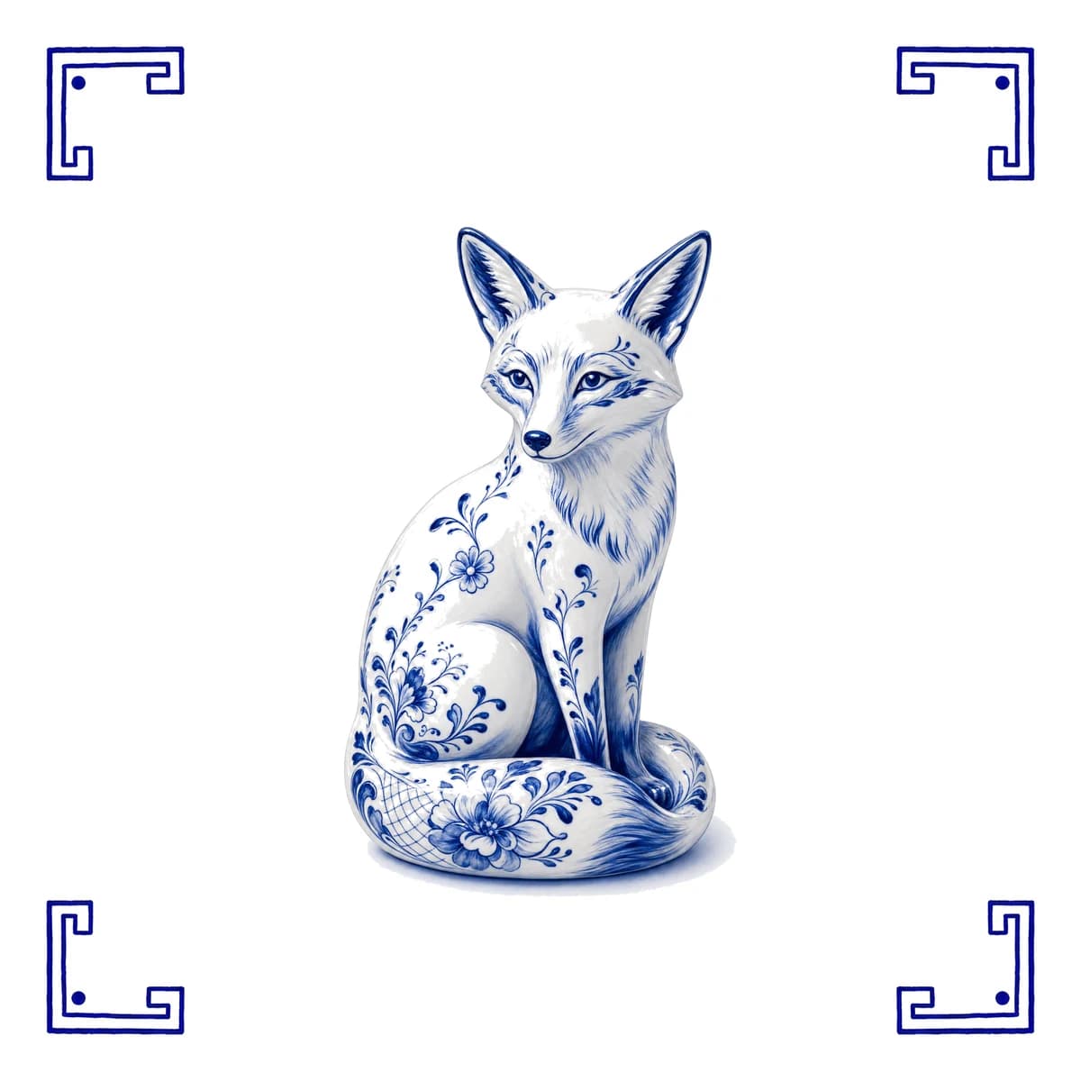 Fox – Delft blue tile