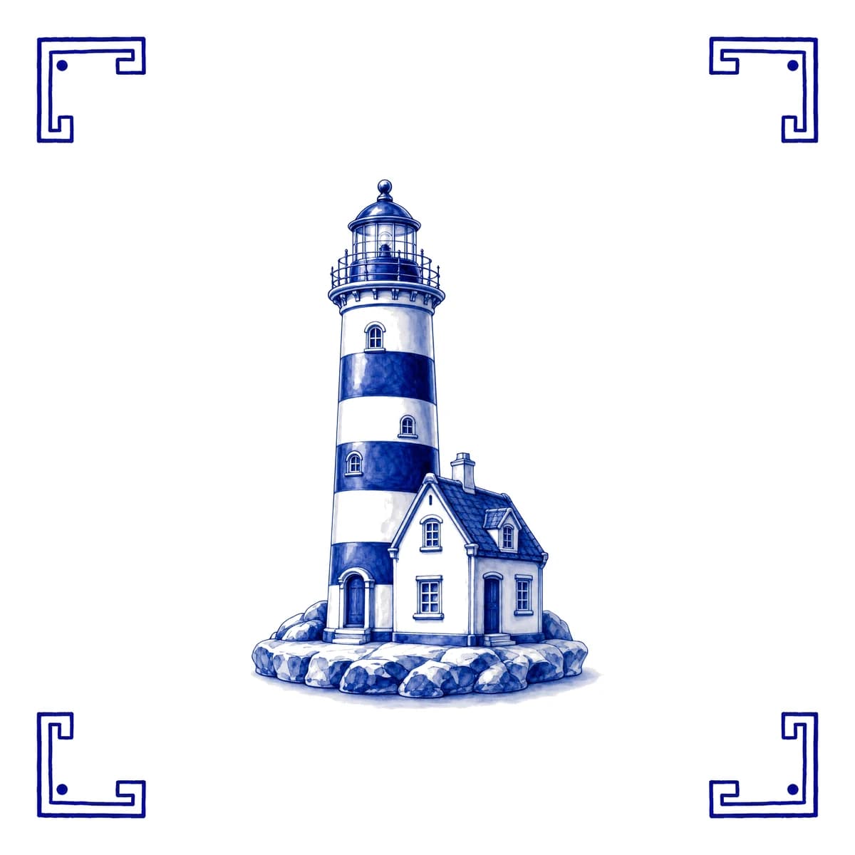 Lighthouse – Delft blue tile