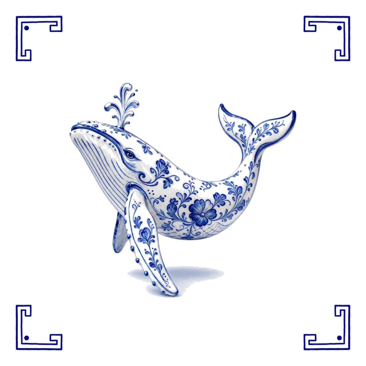 Whale – Delft blue tile