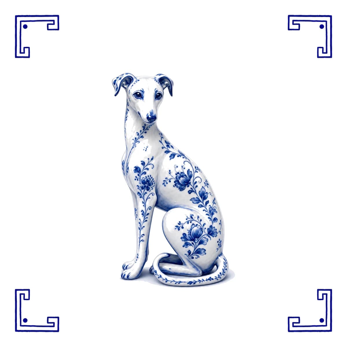 Whippet – Delft blue tile