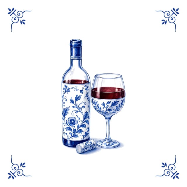 Wine, Delft blue tile