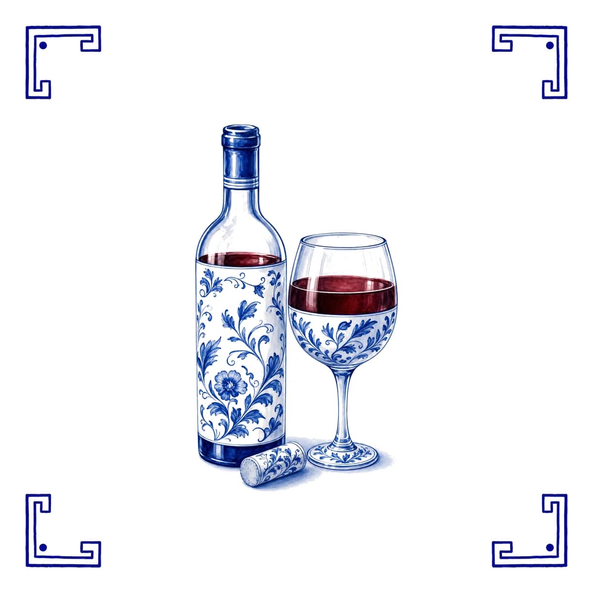 Wine – Delft blue tile