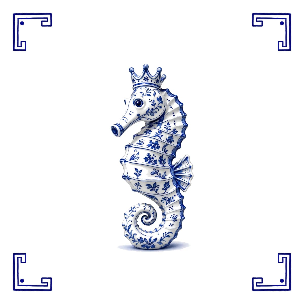 Seahorse – Delft blue tile